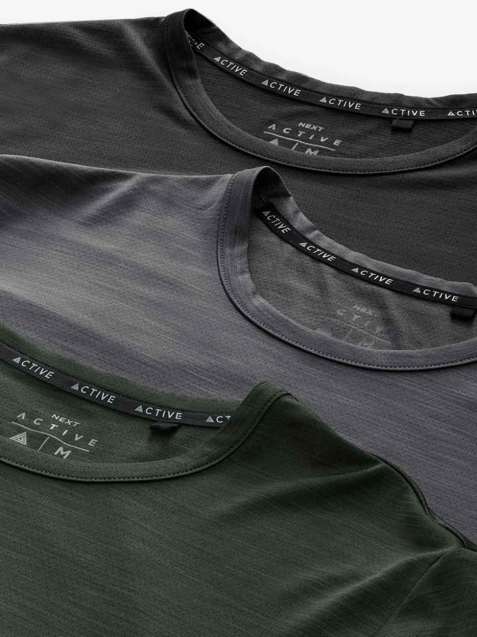 Khaki Green/Slate Grey/Black Short Sleeve Tee Active Gym Mesh Vests 3 Pack