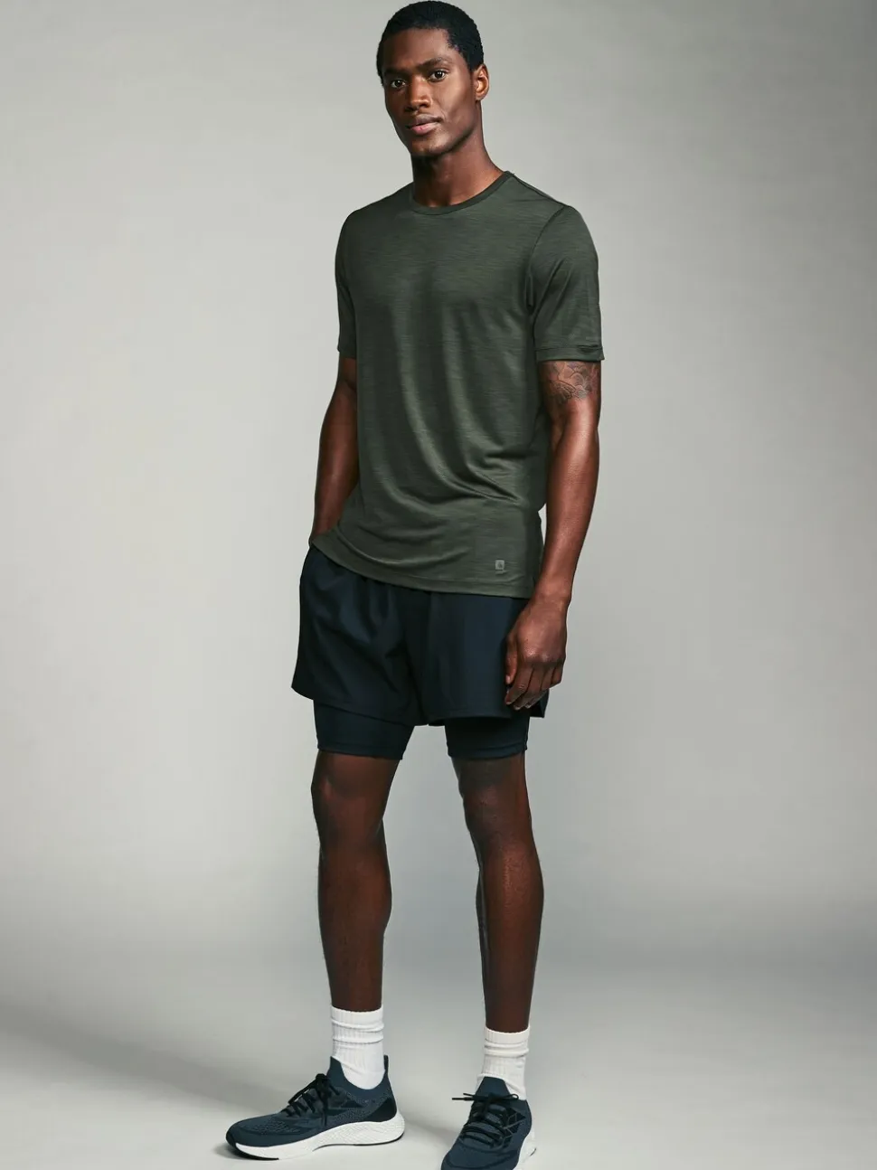 Khaki Green/Slate Grey/Black Short Sleeve Tee Active Gym Mesh Vests 3 Pack