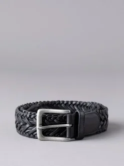 Lakeland Leather Black Howbeck Leather Braided Belt