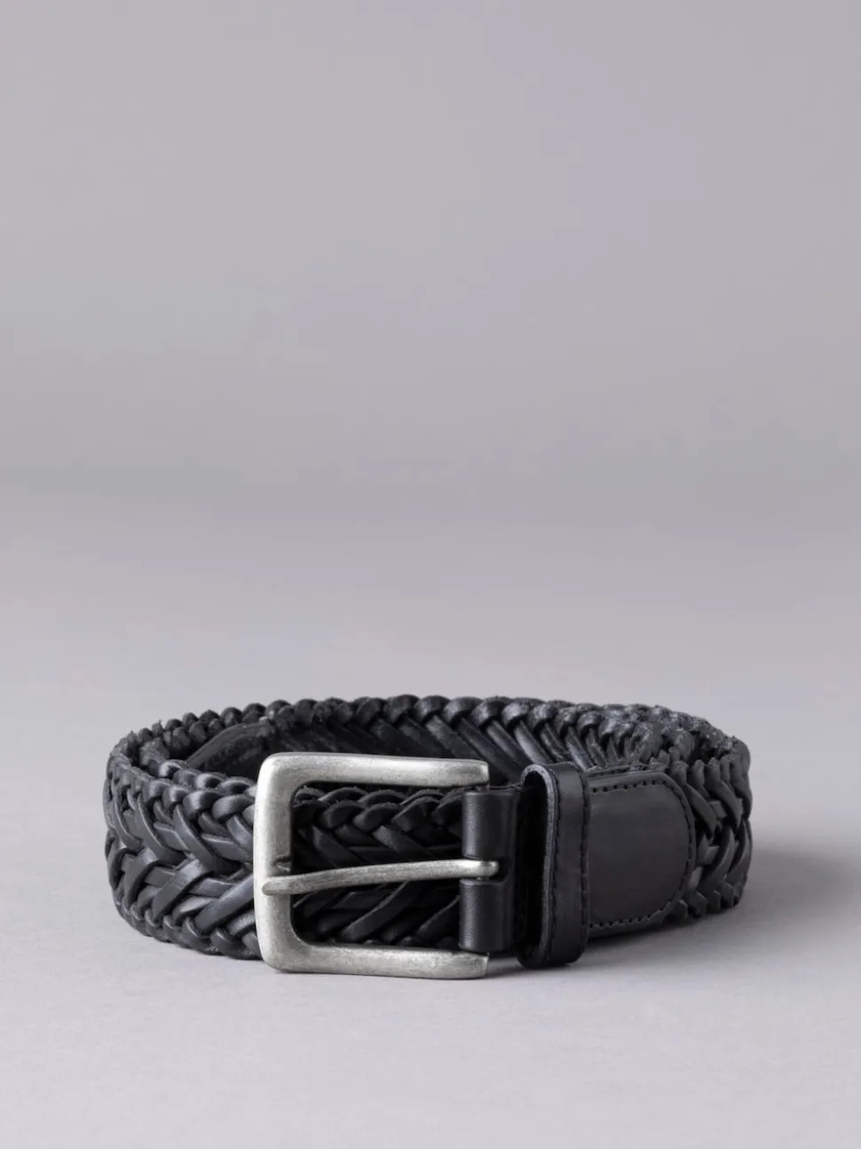 Lakeland Leather Black Howbeck Leather Braided Belt