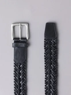 Lakeland Leather Black Howbeck Leather Braided Belt