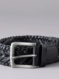 Lakeland Leather Black Howbeck Leather Braided Belt