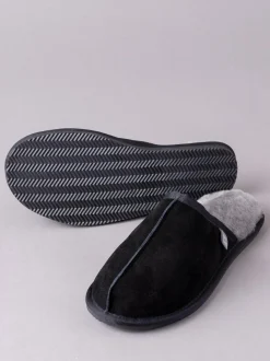 Lakeland Leather Black Mens Sheepskin Slider Slippers