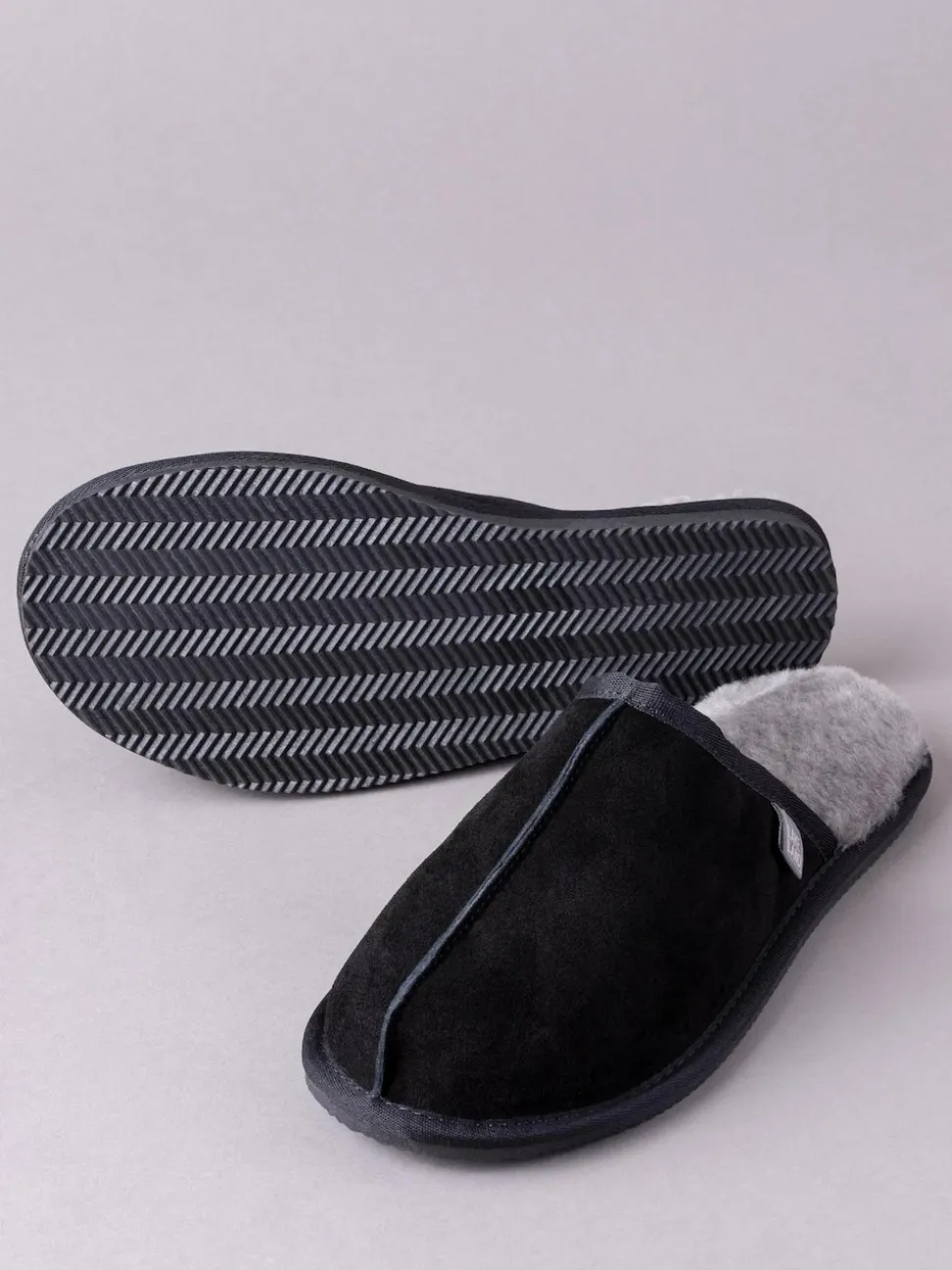 Lakeland Leather Black Mens Sheepskin Slider Slippers