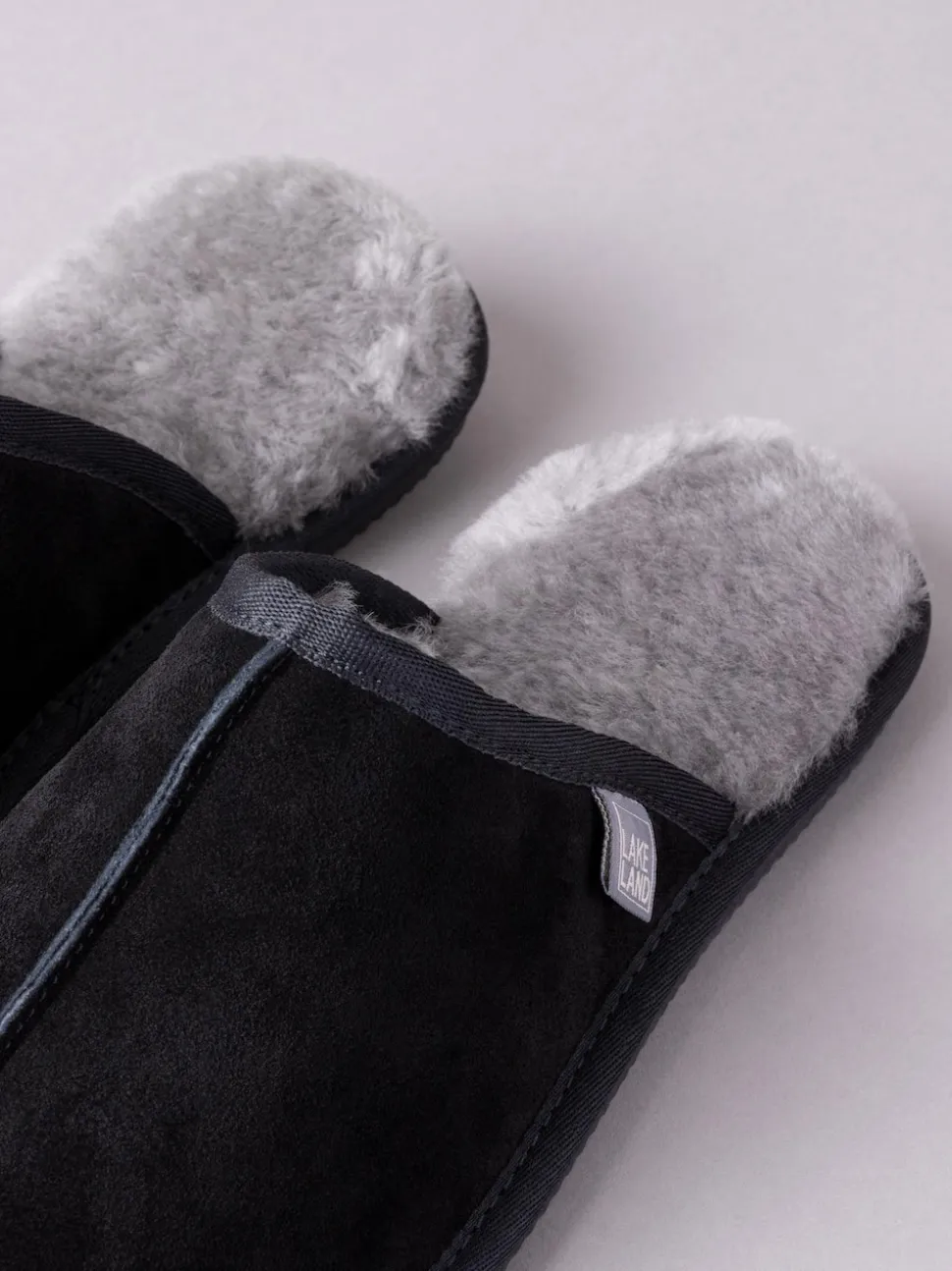 Lakeland Leather Black Mens Sheepskin Slider Slippers