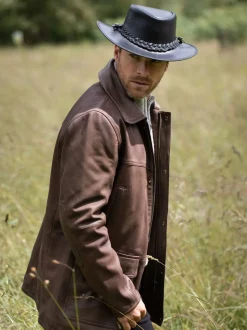 Lakeland Leather Black Outback III Australian Style Leather Hat