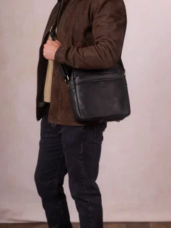 Lakeland Leather Black Small Keswick Messenger Bag