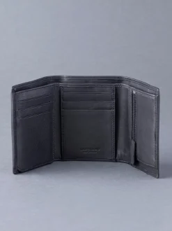 Lakeland Leather Black Stitch Tri-Fold Wallet
