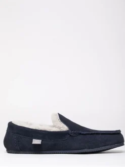 Lakeland Leather Blue Mens Sheepskin Slip-On Moccasins
