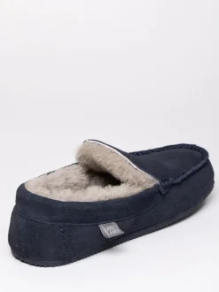 Lakeland Leather Blue Mens Sheepskin Slip-On Moccasins