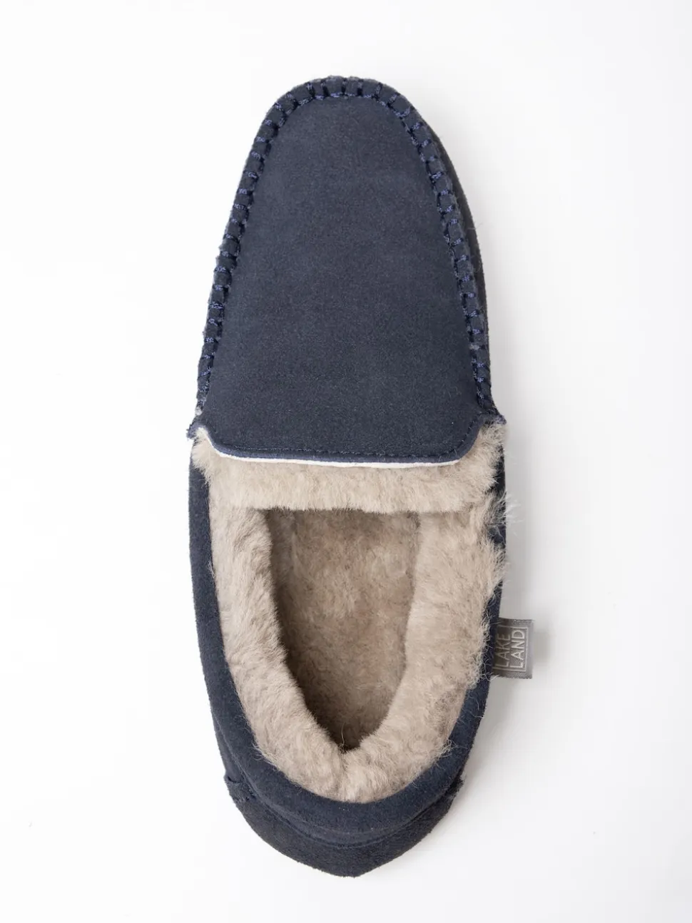 Lakeland Leather Blue Mens Sheepskin Slip-On Moccasins