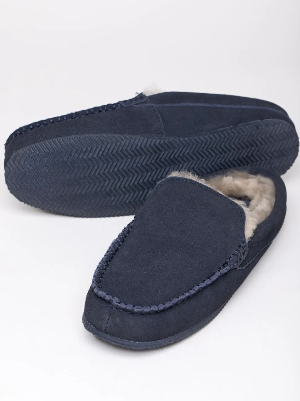 Lakeland Leather Blue Sheepskin Moccasin Slider Slippers