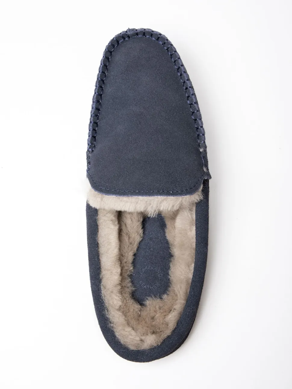 Lakeland Leather Blue Sheepskin Moccasin Slider Slippers