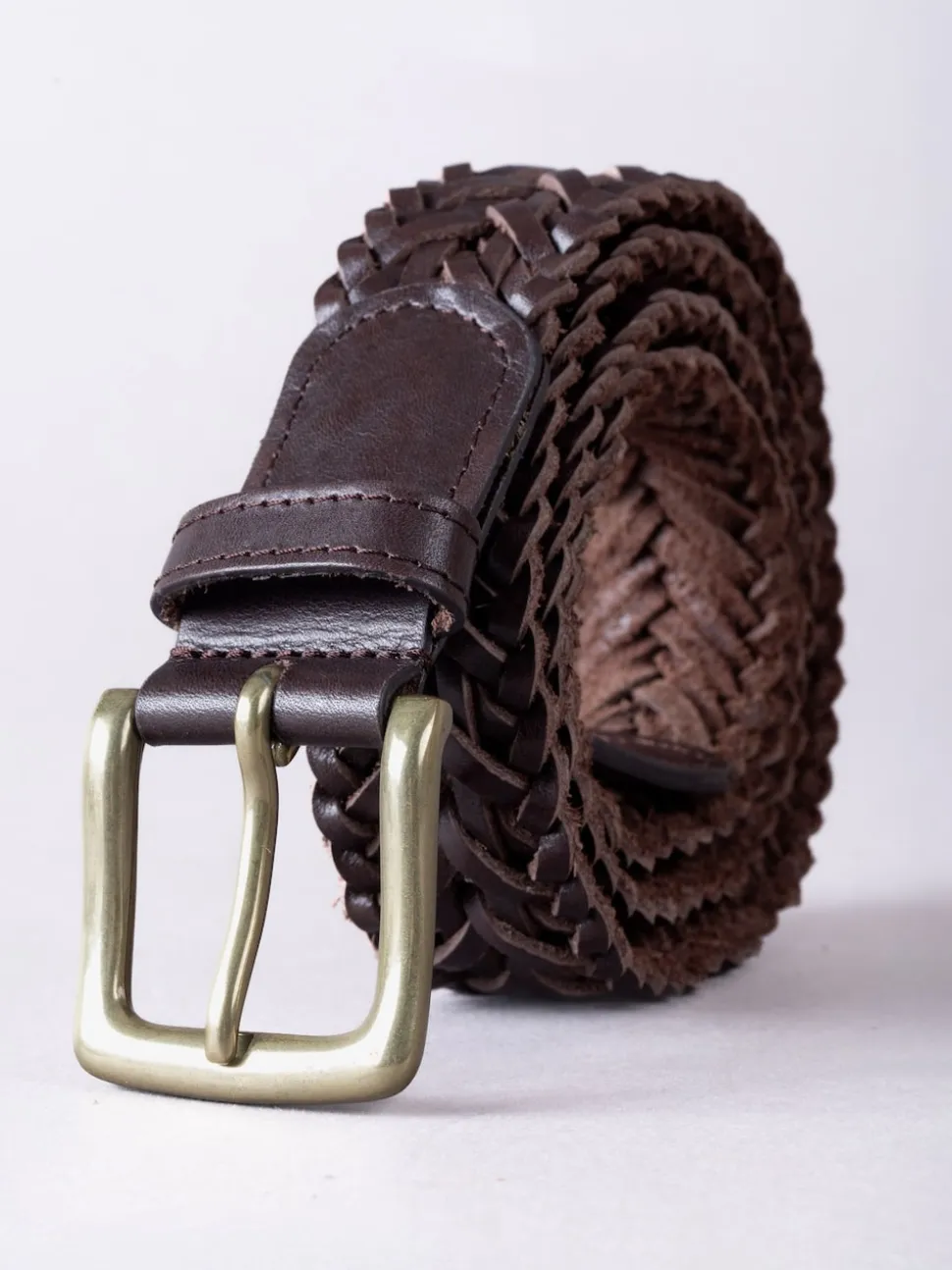 Lakeland Leather Brown Howbeck Leather Braided Belt