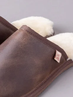 Lakeland Leather Brown Mens Leather Slider Slippers