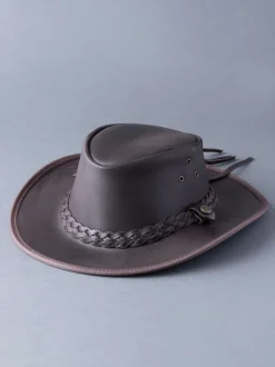 Lakeland Leather Brown Outback III Australian Style Leather Hat