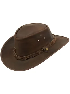 Lakeland Leather Brown Outback III Australian Style Leather Hat