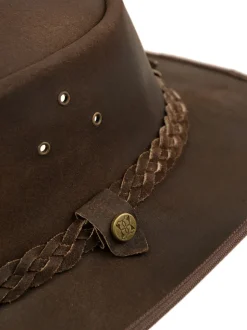 Lakeland Leather Brown Outback III Australian Style Leather Hat