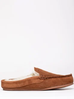 Lakeland Leather Brown Sheepskin Moccasin Slider Slippers