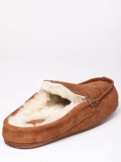 Lakeland Leather Brown Sheepskin Moccasin Slider Slippers