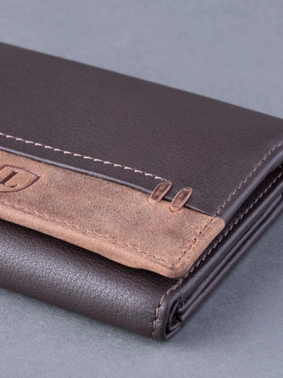 Lakeland Leather Brown Stitch Tri-Fold Wallet
