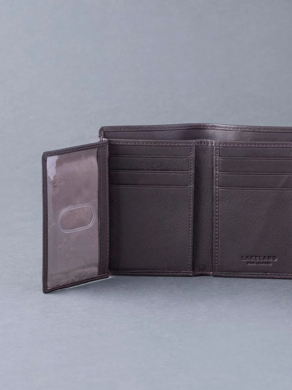 Lakeland Leather Brown Stitch Tri-Fold Wallet