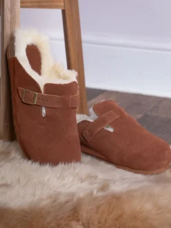 Lakeland Leather Brown Unisex Sheepskin Clog Slippers