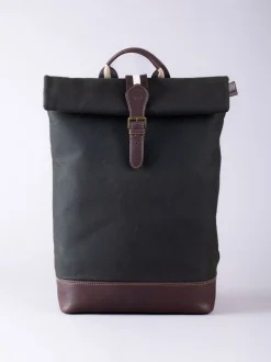 Lakeland Leather Dark Green Waxed Walton Rolltop Backpack