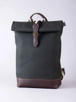 Lakeland Leather Dark Green Waxed Walton Rolltop Backpack