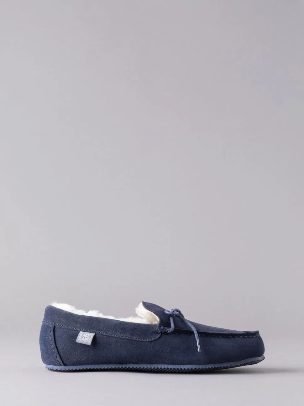 Lakeland Leather Navy Blue Mens Sheepskin Moccasin Slippers