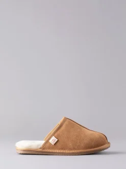 Lakeland Leather Tan Brown Mens Sheepskin Slider Slippers