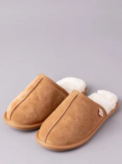 Lakeland Leather Tan Brown Mens Sheepskin Slider Slippers