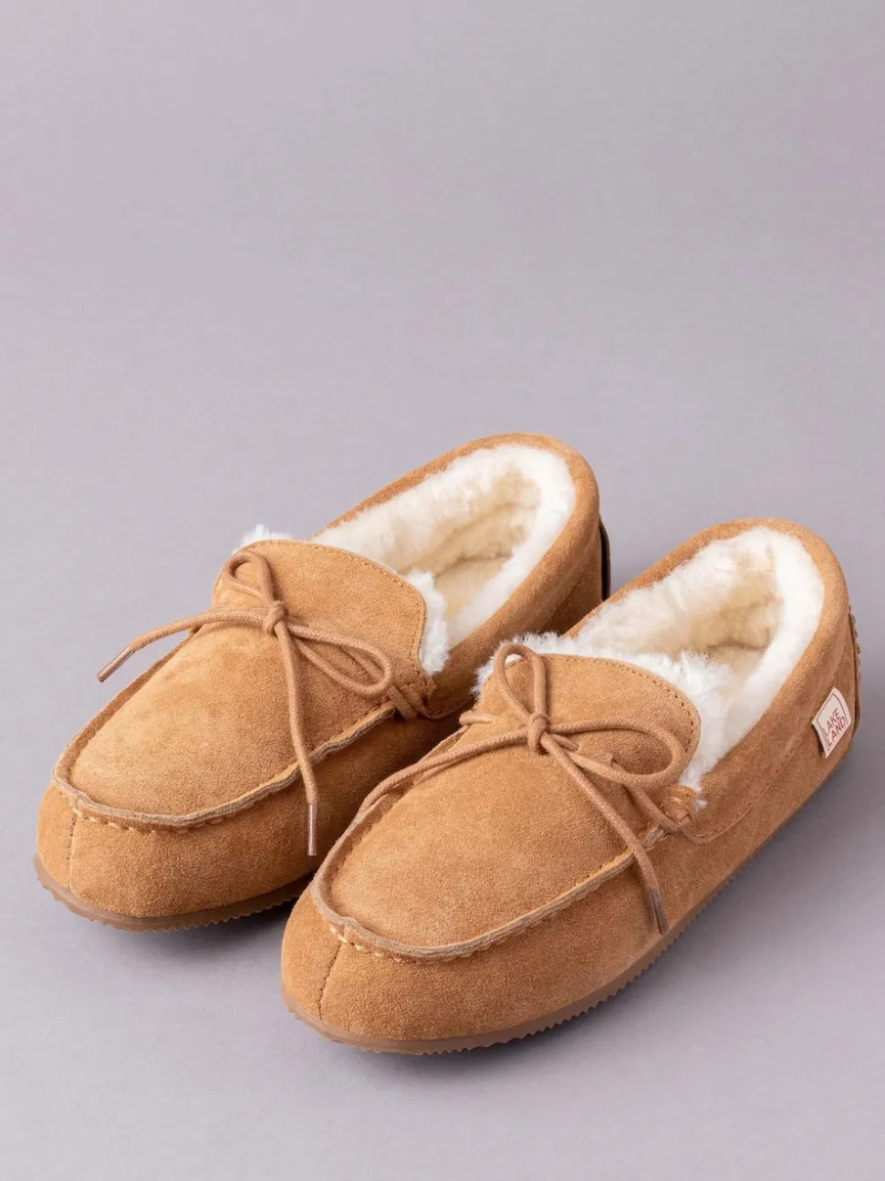 Lakeland Leather Tan Brown Mens Sheepskin Moccasin Slippers