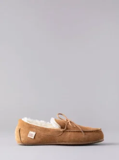 Lakeland Leather Tan Brown Mens Sheepskin Moccasin Slippers