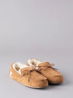 Lakeland Leather Tan Brown Mens Sheepskin Moccasin Slippers