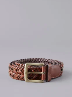 Lakeland Leather Tan Brown Howbeck Leather Braided Belt