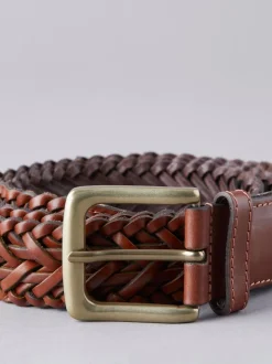 Lakeland Leather Tan Brown Howbeck Leather Braided Belt
