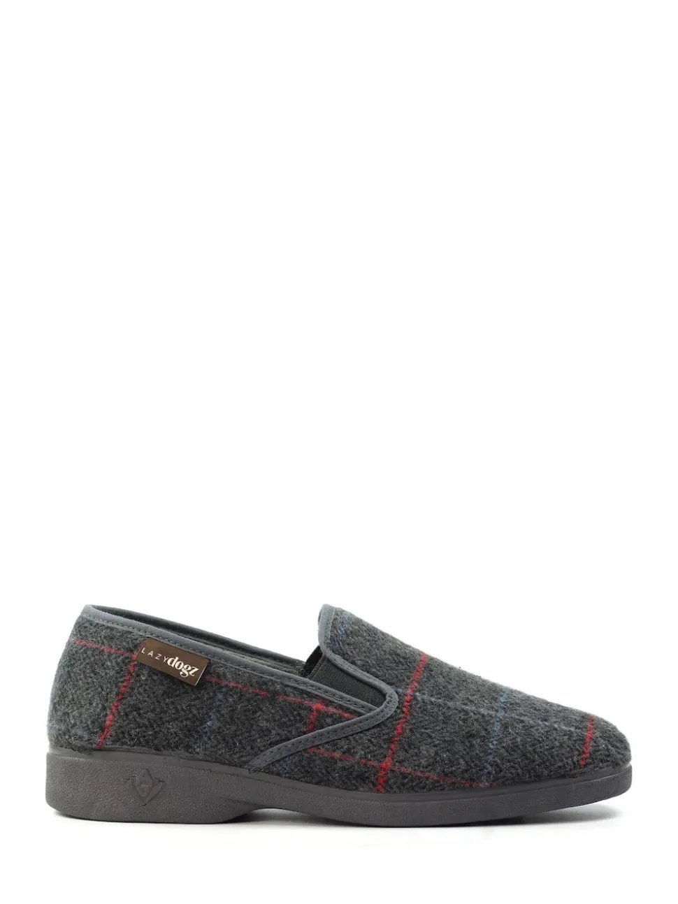 Lazy Dogz Grey Hughes Check Print Full Slippers
