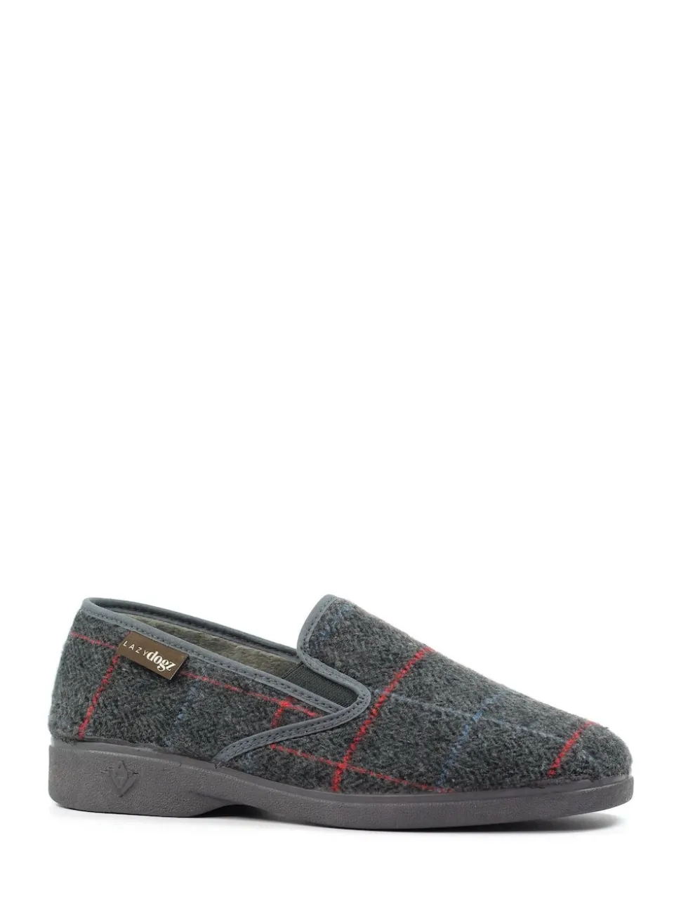 Lazy Dogz Grey Hughes Check Print Full Slippers