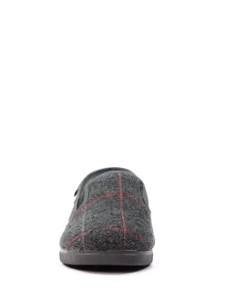 Lazy Dogz Grey Hughes Check Print Full Slippers