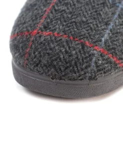 Lazy Dogz Grey Hughes Check Print Full Slippers