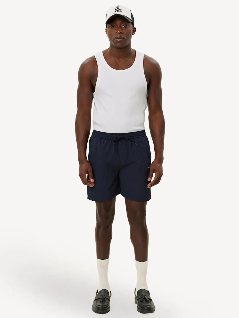 Les Deux Blue Stan Seersucker Swim Shorts