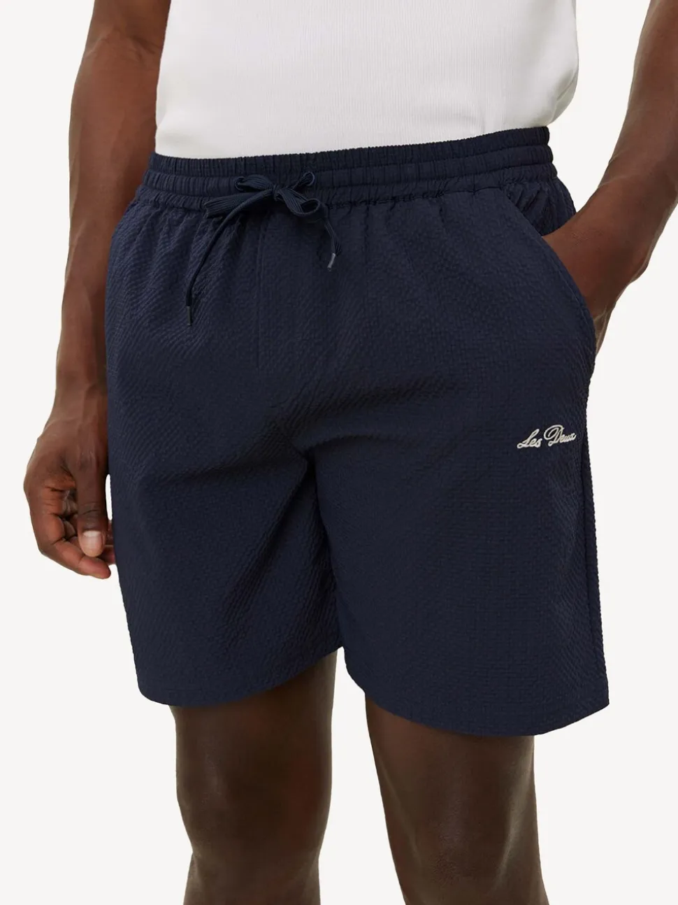 Les Deux Blue Stan Seersucker Swim Shorts