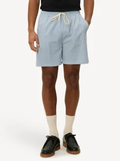 Les Deux Blue Stan Stripe Seersucker Swim Shorts