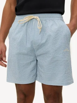 Les Deux Blue Stan Stripe Seersucker Swim Shorts