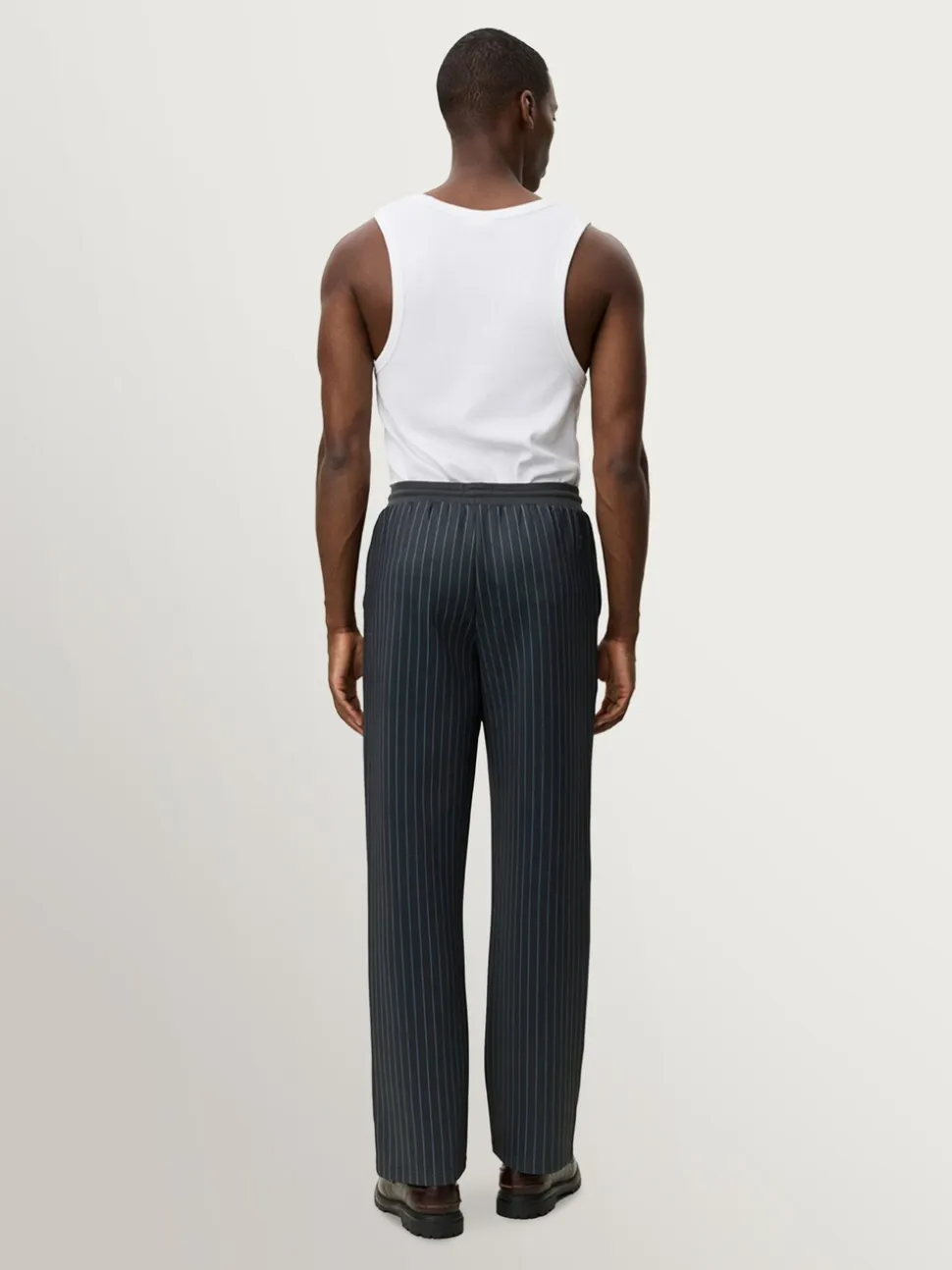 Les Deux Grey Ballier Pinstripe Casual Trousers