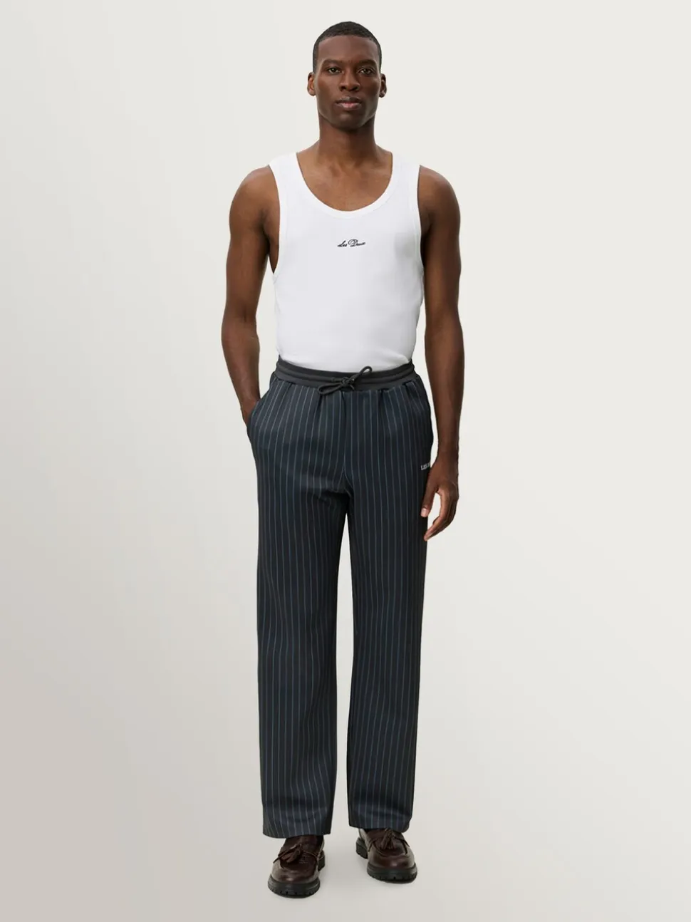 Les Deux Grey Ballier Pinstripe Casual Trousers