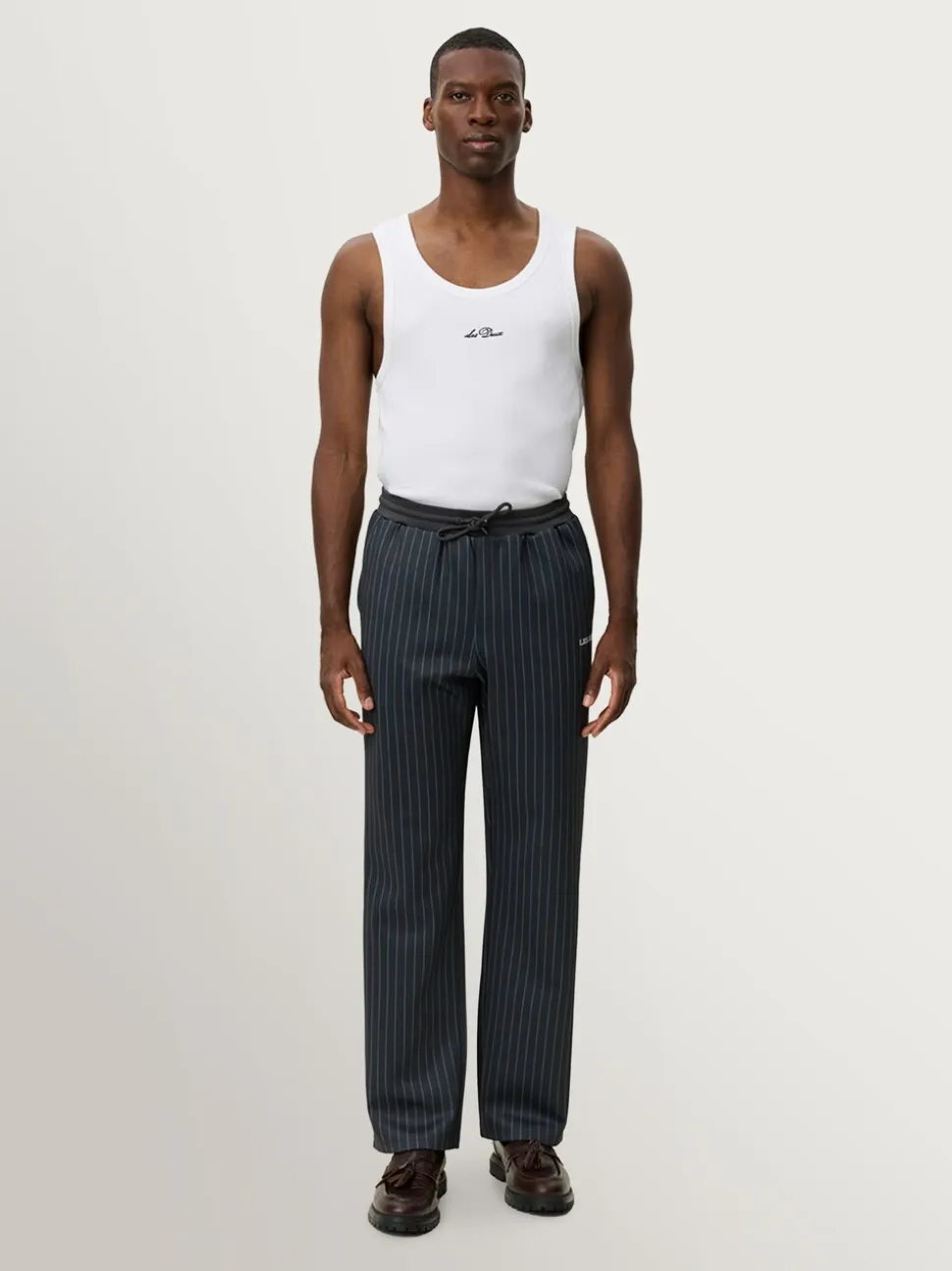 Les Deux Grey Ballier Pinstripe Casual Trousers