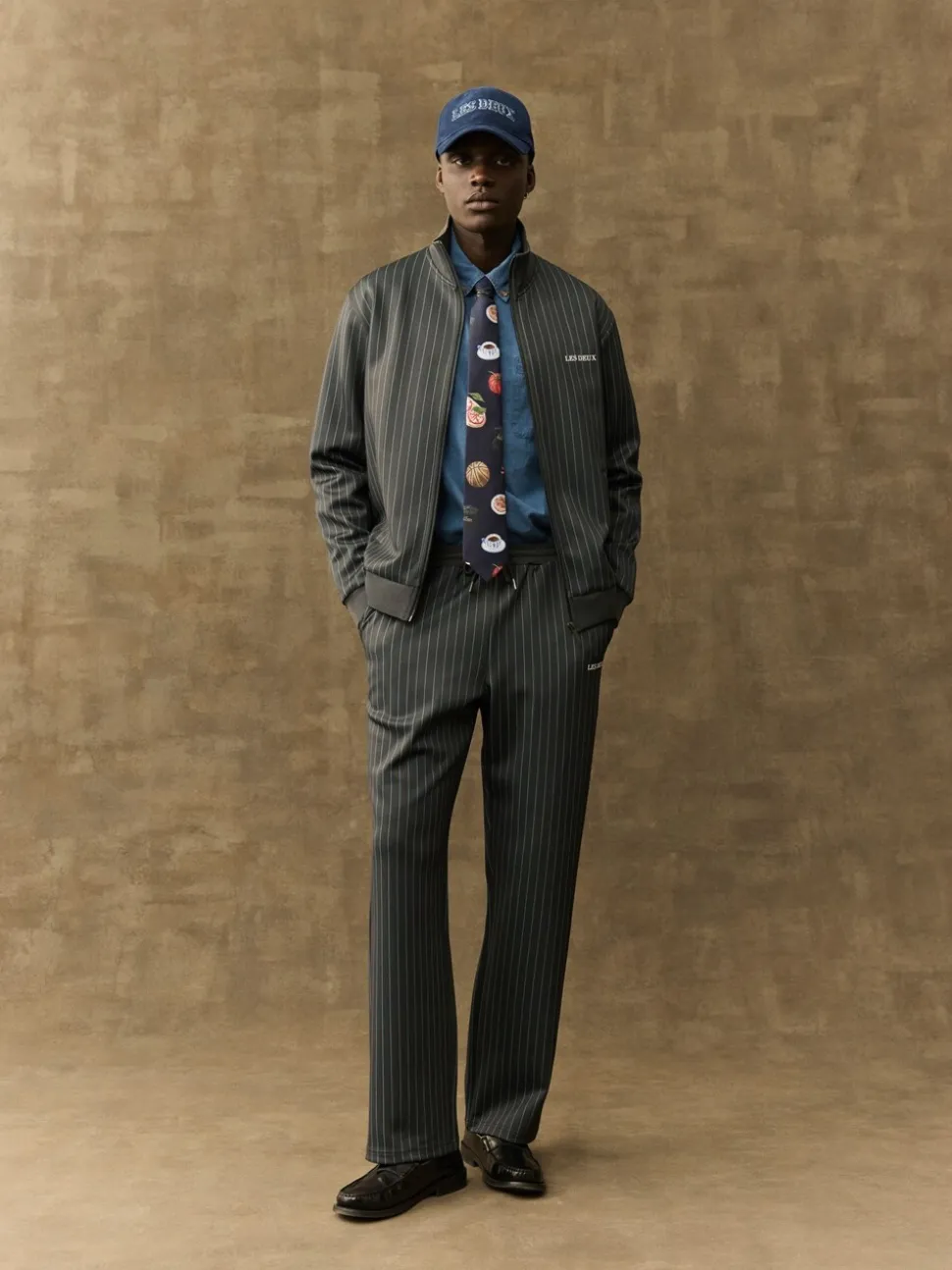 Les Deux Grey Ballier Pinstripe Casual Trousers