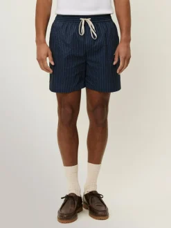 Les Deux Navy Blue Stan Stripe Seersucker Swim Shorts